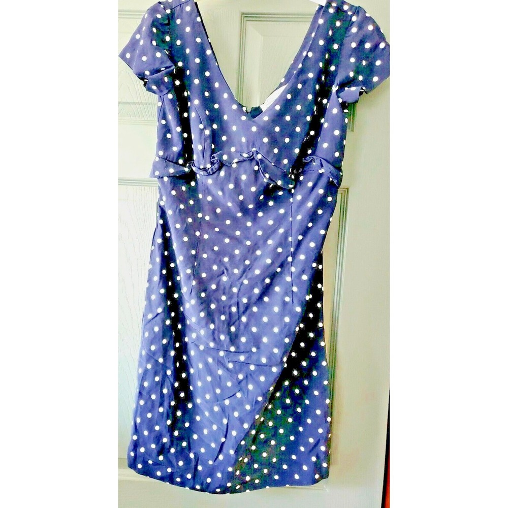 1980s Lois Snyder Dani Max Classic Pinup Dress Navy & white Polka Dot 6P